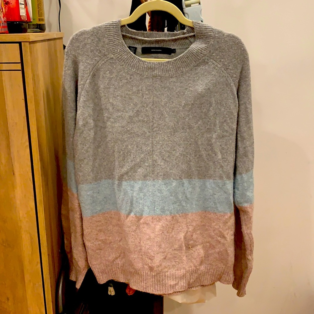 Grey, pink and blue Vera Moda sweater